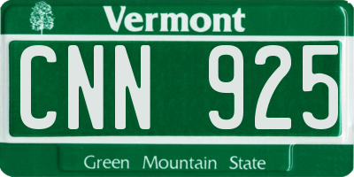 VT license plate CNN925