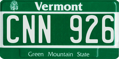 VT license plate CNN926