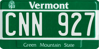 VT license plate CNN927