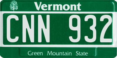 VT license plate CNN932