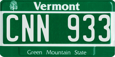 VT license plate CNN933