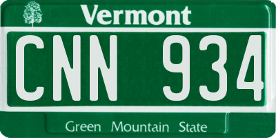 VT license plate CNN934