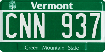 VT license plate CNN937