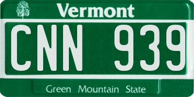 VT license plate CNN939