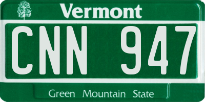VT license plate CNN947