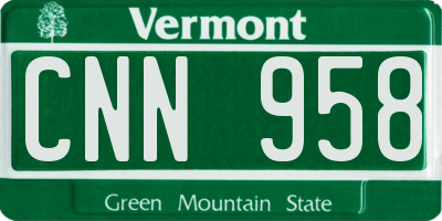 VT license plate CNN958