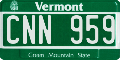 VT license plate CNN959