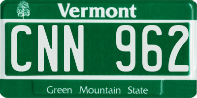 VT license plate CNN962