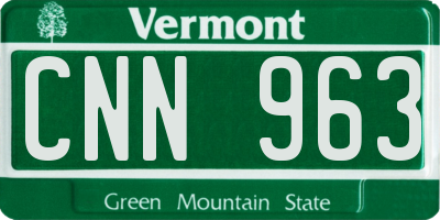 VT license plate CNN963
