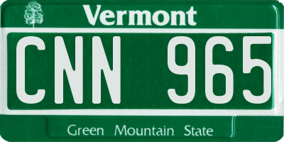 VT license plate CNN965