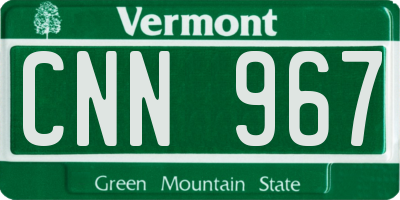VT license plate CNN967