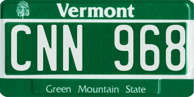 VT license plate CNN968