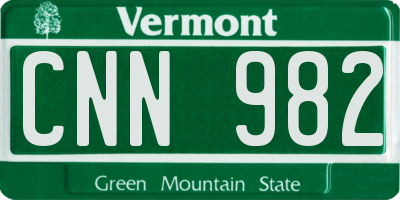 VT license plate CNN982