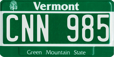 VT license plate CNN985