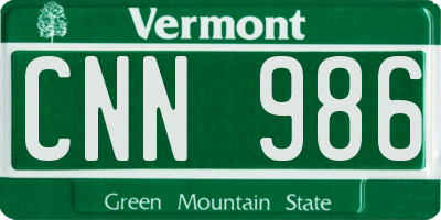 VT license plate CNN986