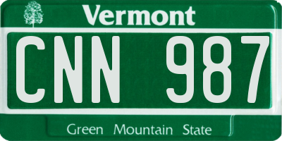 VT license plate CNN987