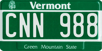 VT license plate CNN988