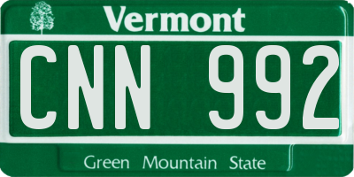 VT license plate CNN992
