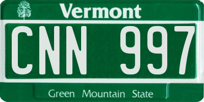 VT license plate CNN997