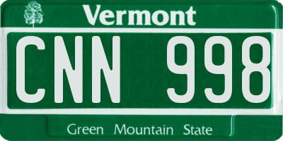 VT license plate CNN998