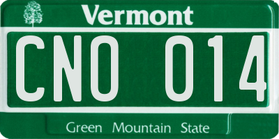 VT license plate CNO014