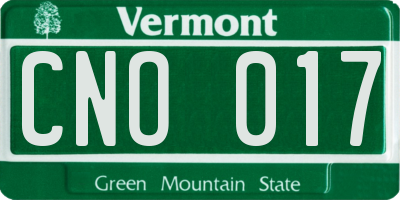 VT license plate CNO017
