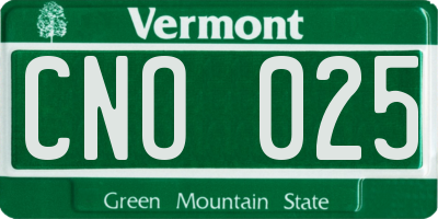 VT license plate CNO025