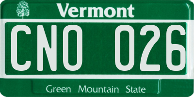 VT license plate CNO026