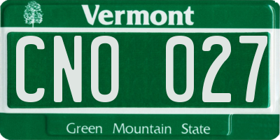 VT license plate CNO027
