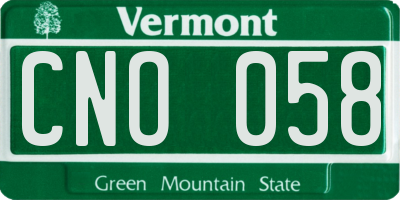 VT license plate CNO058
