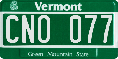 VT license plate CNO077