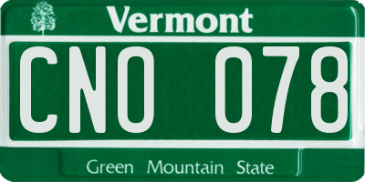 VT license plate CNO078