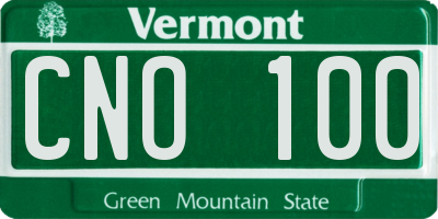 VT license plate CNO100