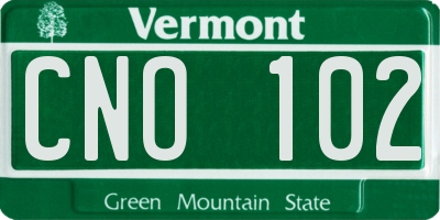 VT license plate CNO102