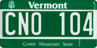 VT license plate CNO104