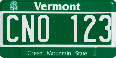 VT license plate CNO123