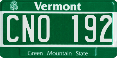 VT license plate CNO192