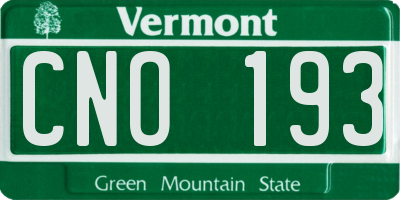 VT license plate CNO193