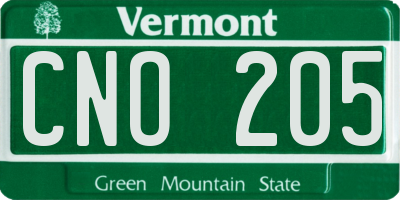 VT license plate CNO205
