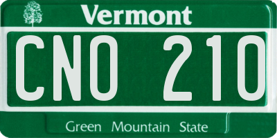 VT license plate CNO210