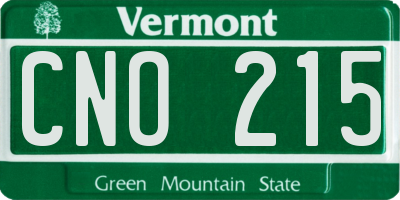 VT license plate CNO215