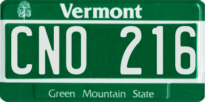 VT license plate CNO216