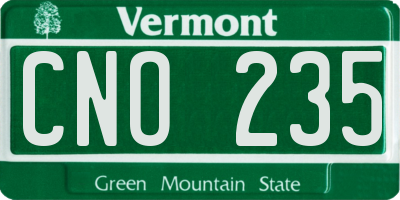 VT license plate CNO235