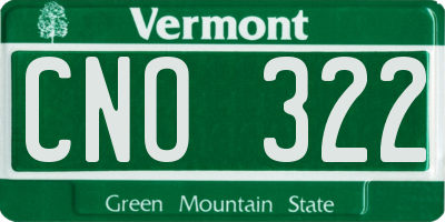 VT license plate CNO322