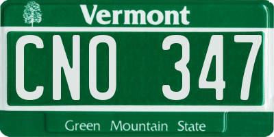 VT license plate CNO347