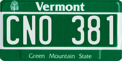 VT license plate CNO381