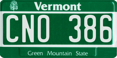 VT license plate CNO386