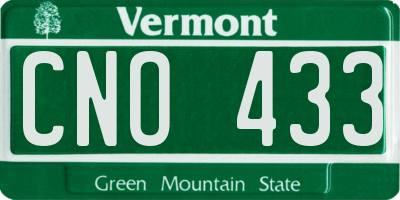 VT license plate CNO433