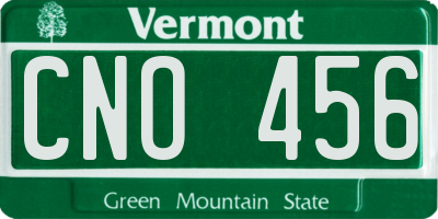 VT license plate CNO456