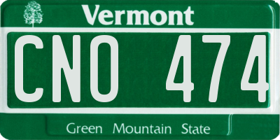 VT license plate CNO474